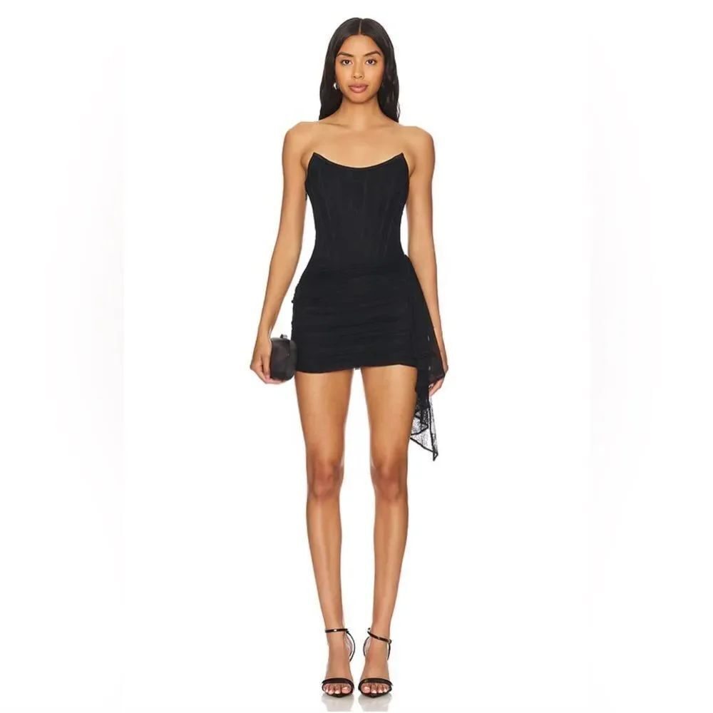 NBD Lynette Mini Dress Black Lace Strapless Corset Sz XS NWT